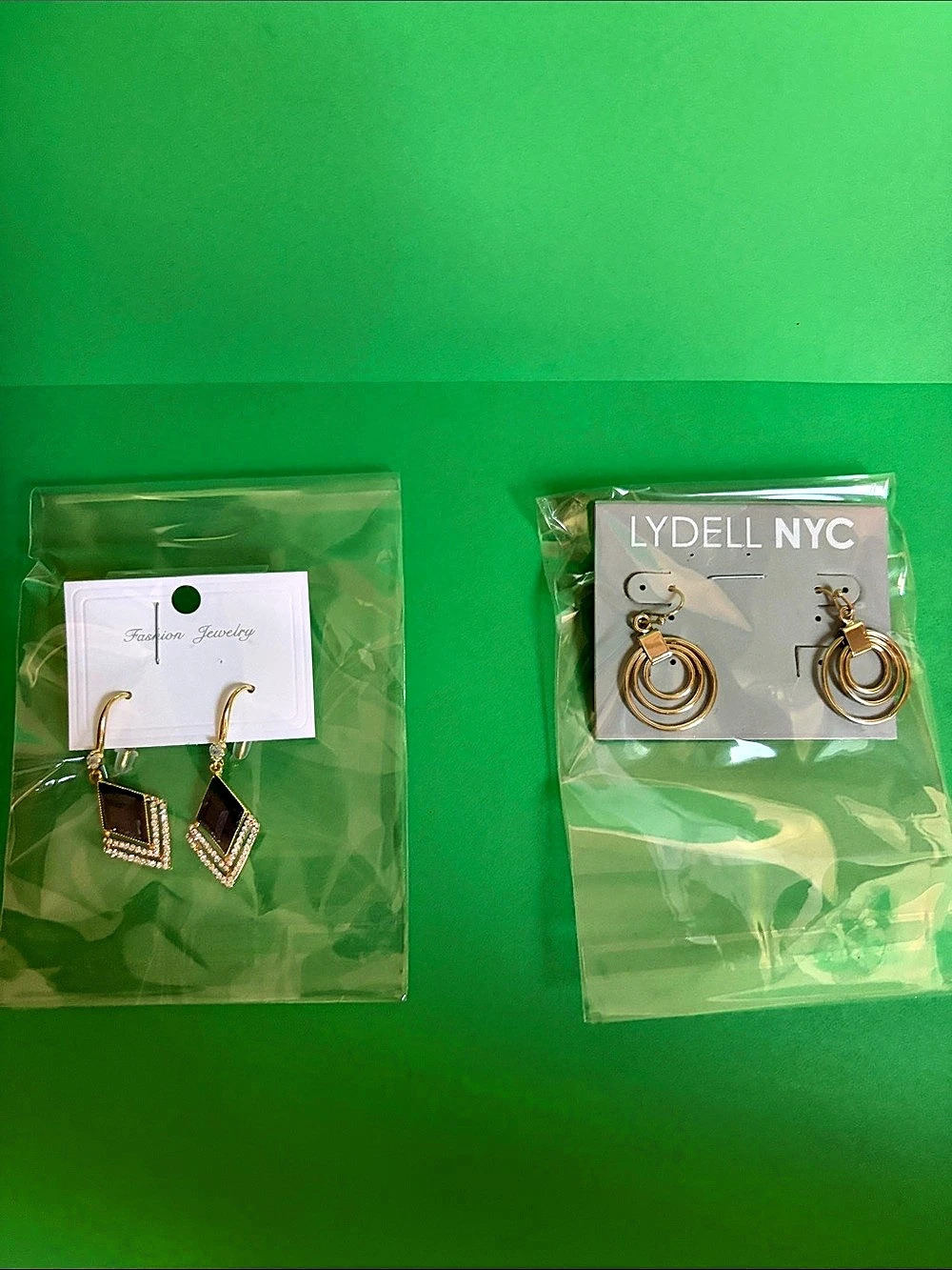 LYDELL NYC Geometric Drop Earrings in Gold & Black NWT